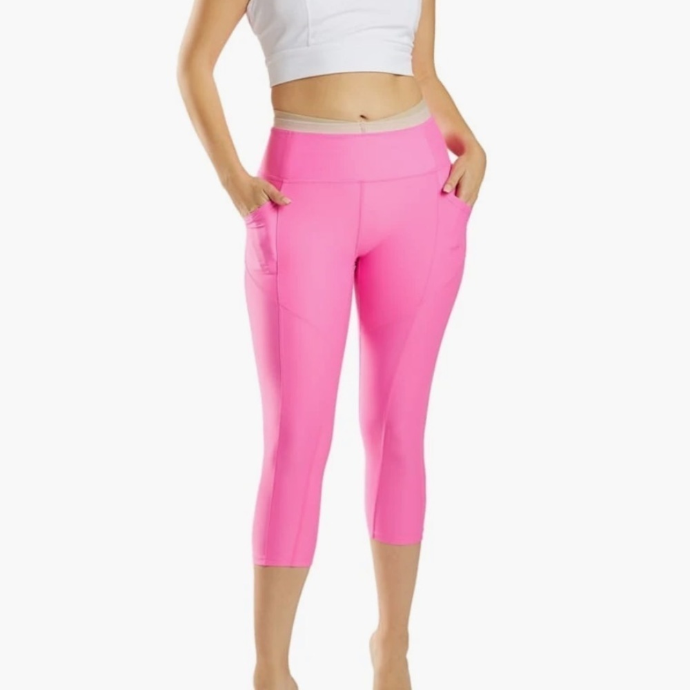 Free People Pink Cropped High-Waist Pocket Leggings